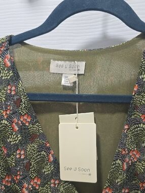 See U Soon Olive Floral Midi Dress